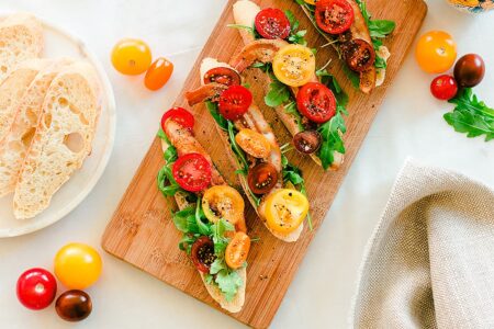 BLT Crostini Recipe - a naturally dairy-free appetizer, perfect for antipasto nights, parties, and football games! Gluten-free option and allergy-friendly. Vegan option too!
