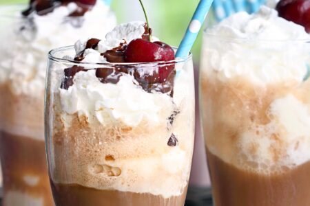 Dairy-Free Chocolate Float Recipe with Vegan "Mounds Bar" or Chocolate Macaroon Flavor Option