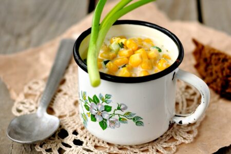 Dairy Free Cream of Corn Soup Recipe - naturally plant-based and made kid-friendly with a pantry surprise!