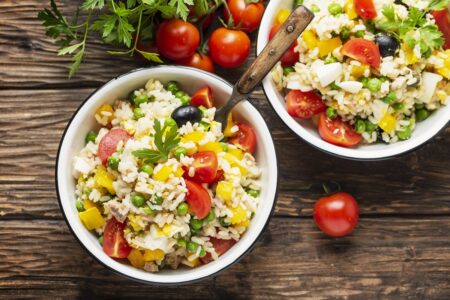 Italian Antipasto Rice Salad Recipe - dairy-free, gluten-free, and allergy-friendly with ingredient tips. Great dish for parties or a weekday lunch.