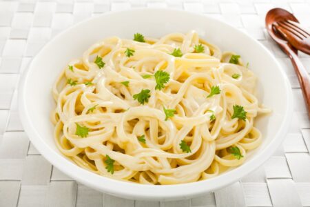 Plant-Based Fettuccine Alfredo Recipe - Light, Healthy, Fast & Easy! Naturally Dairy-Free, Nut-Free, Vegan, and optionally Gluten-Free
