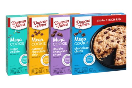 Duncan Hines Mega Cookies Reviews and Info - All dairy-free and kosher pareve. Four Varieties: Chocolate Chunk, Double Chocolate Chunk, Sugar with Sprinkles, and Oatmeal Chocolate Chip