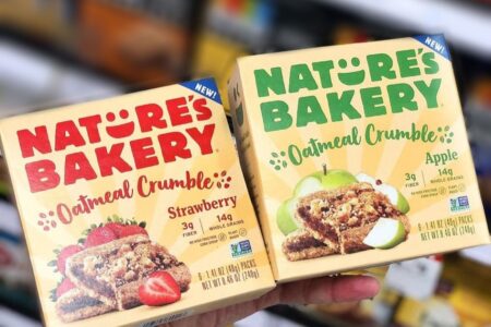 Nature's Bakery Oatmeal Crumble Bars Reviews and Info. Dairy-free, nut-free, soy-free, vegan breakfast bars. Pictured: Apple and Strawbery