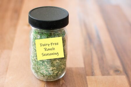 Dairy-Free Ranch Seasoning Blend Recipe - delicious mix of herbs, spices, and salt for making dairy-free ranch dressing or for seasoning a range of foods for roasting, air frying, grilling, and more! Allergy-friendly.
