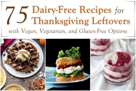 75 Dairy-Free Recipes for Thanksgiving Leftovers with Vegan, Vegetarian, and Gluten-Free Options - dozens of ways to use up stuffing, mashed potatoes, turkey, tofurky, gravy, cranberry sauce, and more!