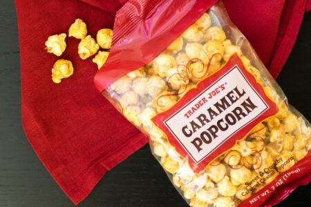 Trader Joe's Caramel Popcorn Review - a surprisingly dairy-free, gluten-free and vegan treat